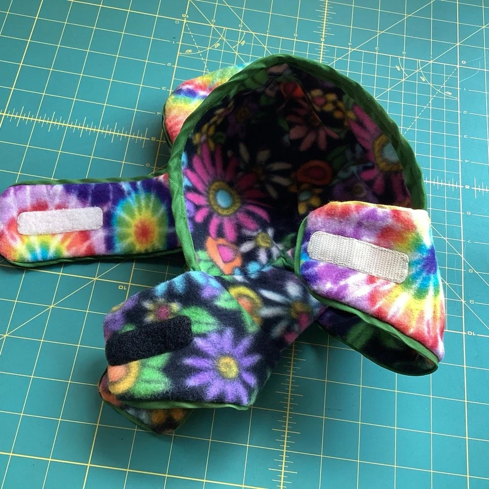 🎃 Hippie Halloween Handcrafted Reversible Sm Dog Fleece Hoodie Tie Dye Costume